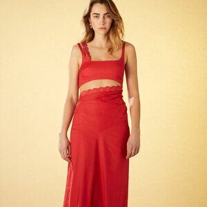 Tresse Red Goddess Dress BRA-EFFECT LONG DRESS WITH BRAID
